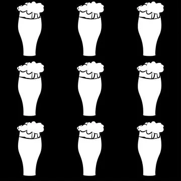 The pattern of beer glasses with white, light, tasty, intoxicating, craft bee Stock Illustration