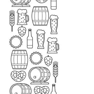 Pattern with beer objects. Beer festival or Oktoberfest. Stock Illustration