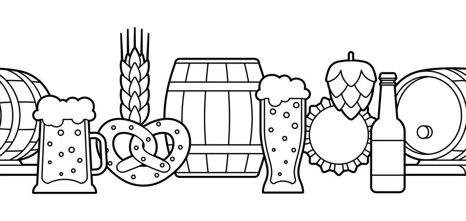 Pattern with beer objects. Beer festival or Oktoberfest. イラスト素材