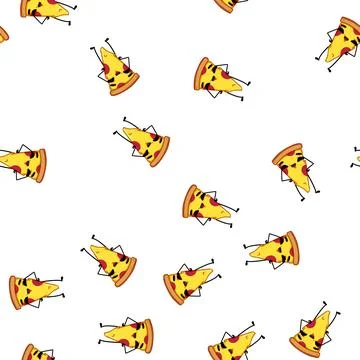Pattern beer pizza slice character cartoon vector Stock Illustration