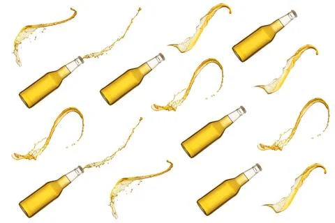 Pattern of beer splashes isolated Stock Photos