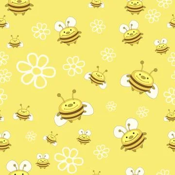 Pattern of bees and flowers Stock Illustration