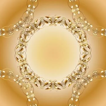 Pattern on beige, yellow and orange colors. Ornamental floral elements with henn Illustrazione stock
