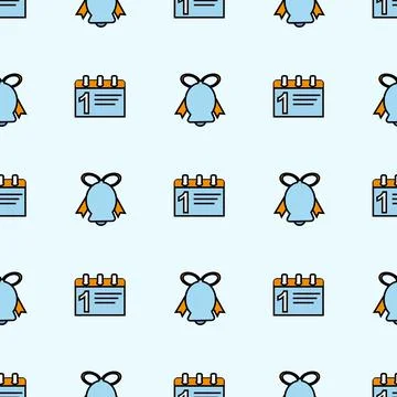 A pattern of a bell and the day of September 1 for advertising training Illustrazione stock