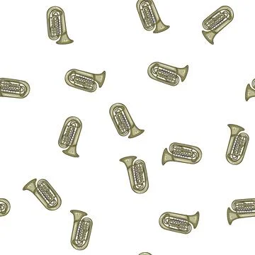 Pattern bell tuba cartoon vector Stock Illustration