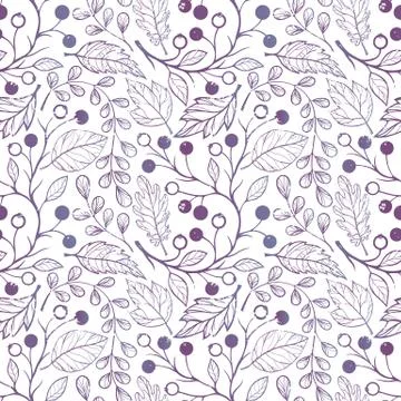 Pattern berries and leaves PURPLE Stock Illustration