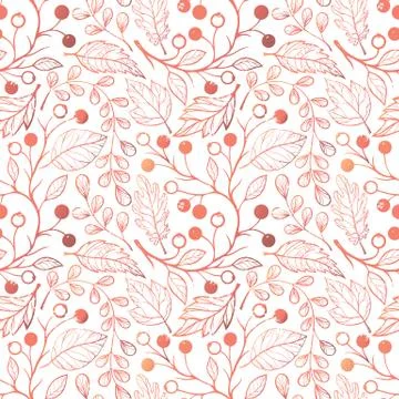 Pattern berries and leaves RED Stock Illustration