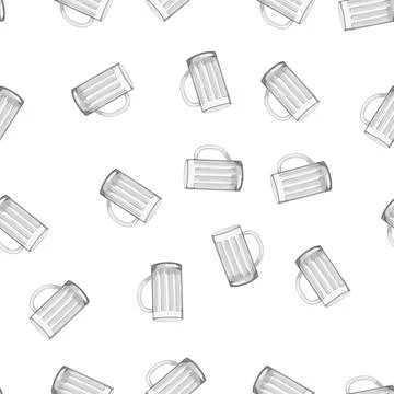 Pattern beverage beer glass cartoon vector Stock Illustration