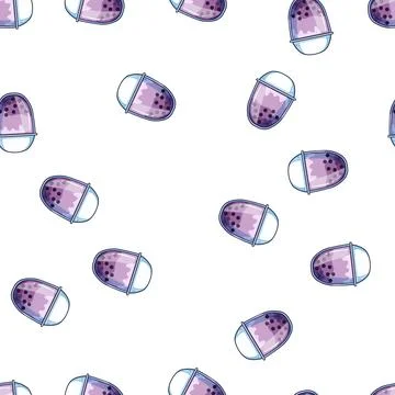 Pattern beverage bubble tea cartoon vector Stock Illustration