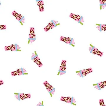 Pattern beverage bubble tea cartoon vector イラスト素材