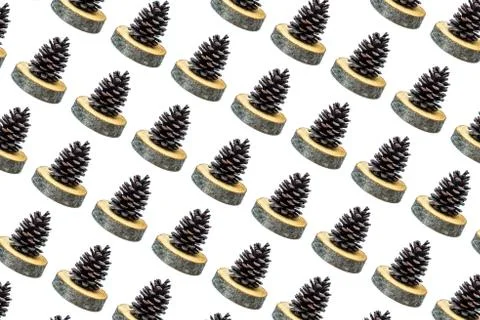Pattern of big beautiful spruce cone. Stock Photos