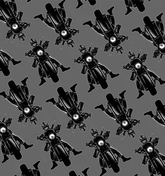 Pattern biker front view on red background Stock Illustration