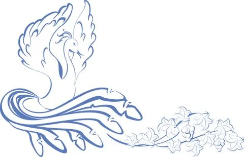 Pattern. bird dancing at the vine. EPS10 vector illustration Stock Illustration