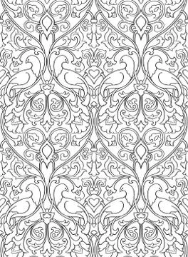 Pattern with birds for wallpaper. Stock Illustration