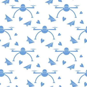 Pattern Birthday Drone, airplane Valentine's day Stock Illustration