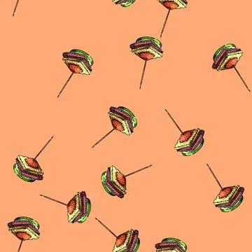Pattern bitesized canape sketch hand drawn Stock Illustration