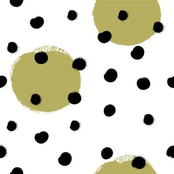 Pattern with black and beige dots on white background. Modernodern illustrati Stock Illustration