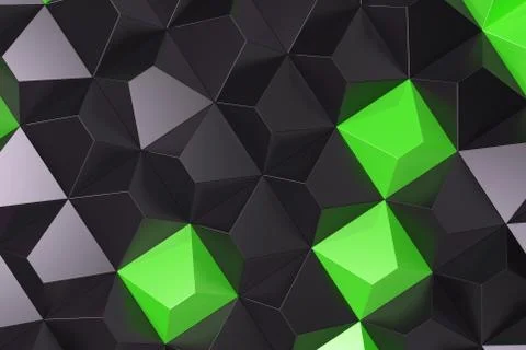 Pattern of black and green pyramid shapes Stock Illustration