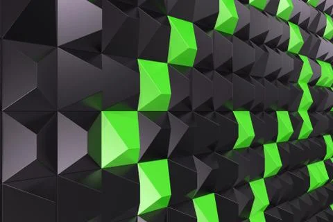 Pattern of black and green pyramid shapes Stock Illustration