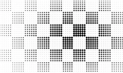 Pattern of black and grey dots forming squares on white background, halfton.. Stock Illustration
