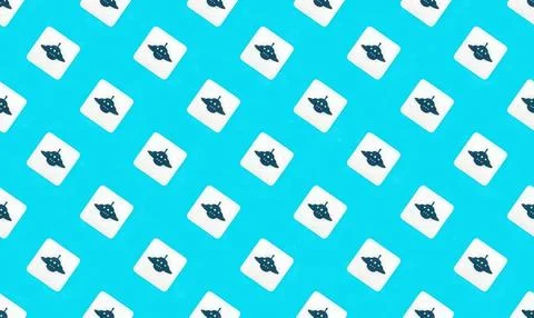 Pattern of black and white cat icons on blue background 库存插图