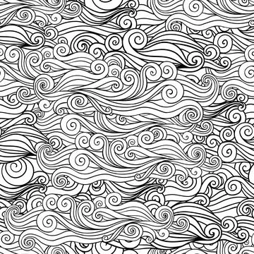 Pattern of black and white clouds decoration illustration from wave Stock Illustration