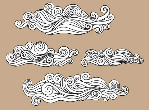 Pattern of black and white clouds decoration illustration from wave Stock Illustration