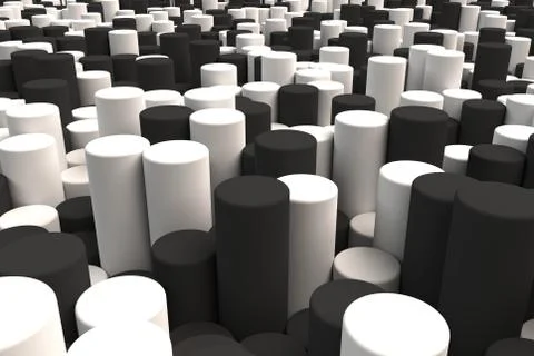 Pattern of black and white cylinders of different length Stock Illustration