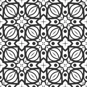 Pattern black and white shape. Simple seamless ornament background Stock Illustration