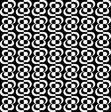 Pattern with black and white stylized flowers Stock Illustration