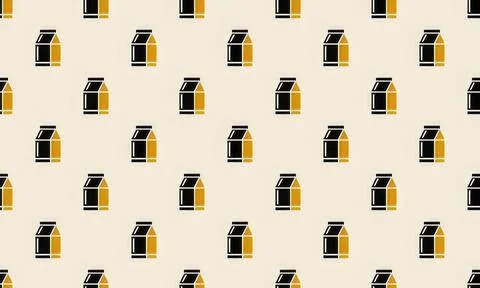 Pattern of black and yellow pill bottles on beige background Stock Illustration