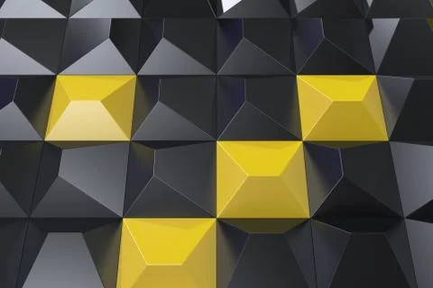 Pattern of black and yellow pyramid shapes Stock Illustration