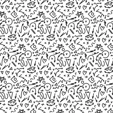 Pattern of black arrows on white background, line style seamless pattern, v.. Illustrazione stock