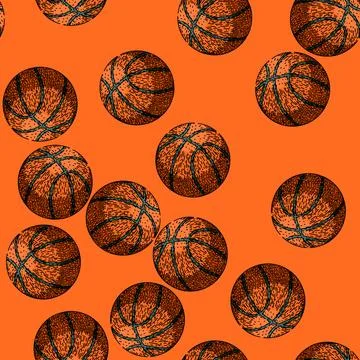 Pattern black basketball ball sketch hand drawn 스톡 일러스트
