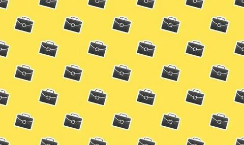 Pattern of black briefcases on yellow background Stock Illustration