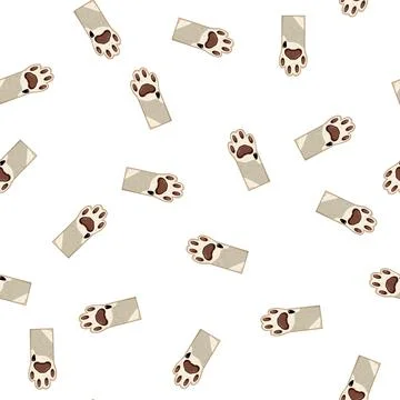 Pattern black cat paw cartoon vector Stockillustratie