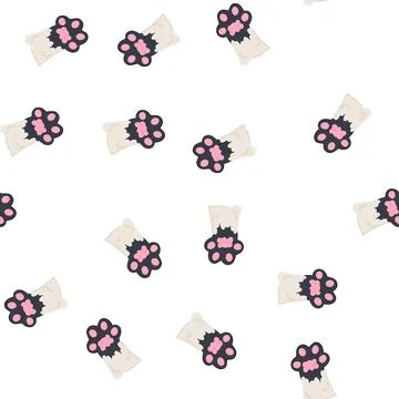 Pattern black cat paw cartoon vector Illustrazione stock