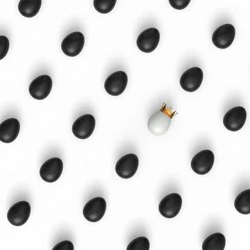 Pattern from black chicken eggs and unique white egg in gold royal king crown Stockillustratie