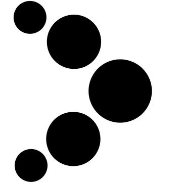 Pattern of black circles ascending in a curved line Stock Illustration