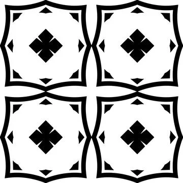 Pattern, black color central geometric diamond with smaller triangular shapes. Stock Illustration