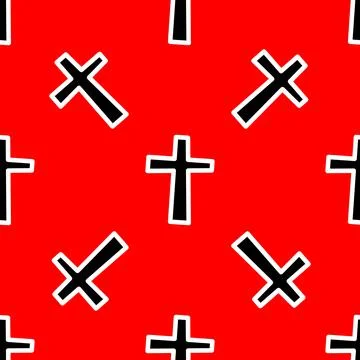 Pattern with black crosses on a red background. Stock Illustration