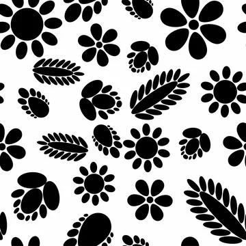 Pattern black flowers.  Textile print, fabric swatch, wrapping paper. Illustrazione stock
