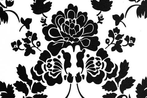 Pattern of black flowers On a white background Stock Photos