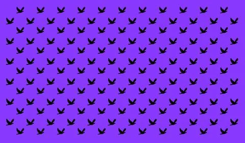 Pattern of Black Flying Pigeon on Cornflower Blue Backdrop Stock Illustration