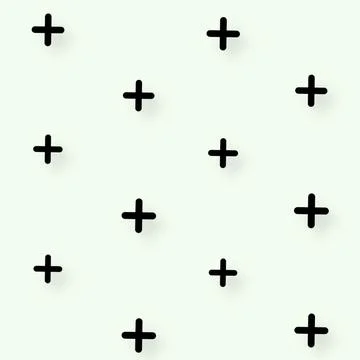 Pattern of black geometric shapes in retro, memphis 80s 90s style. Crosses Stock Illustration