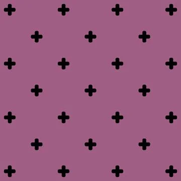 Pattern of black geometric shapes in retro, memphis 80s 90s style. Crosses Stock Illustration
