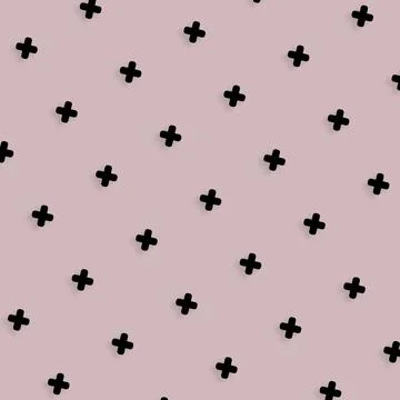 Pattern of black geometric shapes in retro, memphis 80s 90s style. Crosses Stock Illustration