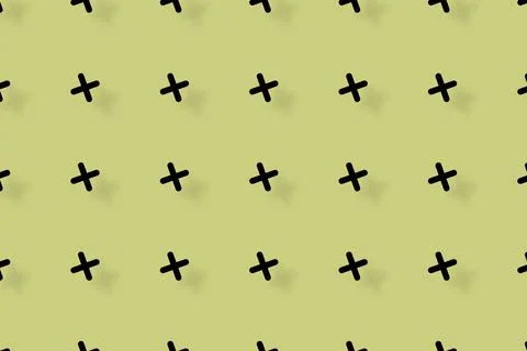 Pattern of black geometric shapes in retro, memphis 80s 90s style. Crosses Stock Illustration