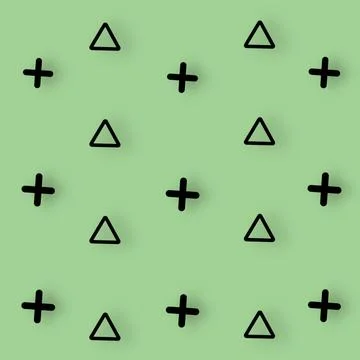 Pattern of black geometric shapes in retro, memphis 80s 90s style. Triangles and Illustrazione stock
