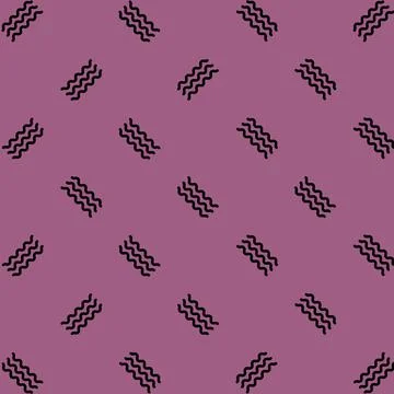 Pattern of black geometric shapes in retro, memphis 80s 90s style. Zigzag Stock Illustration
